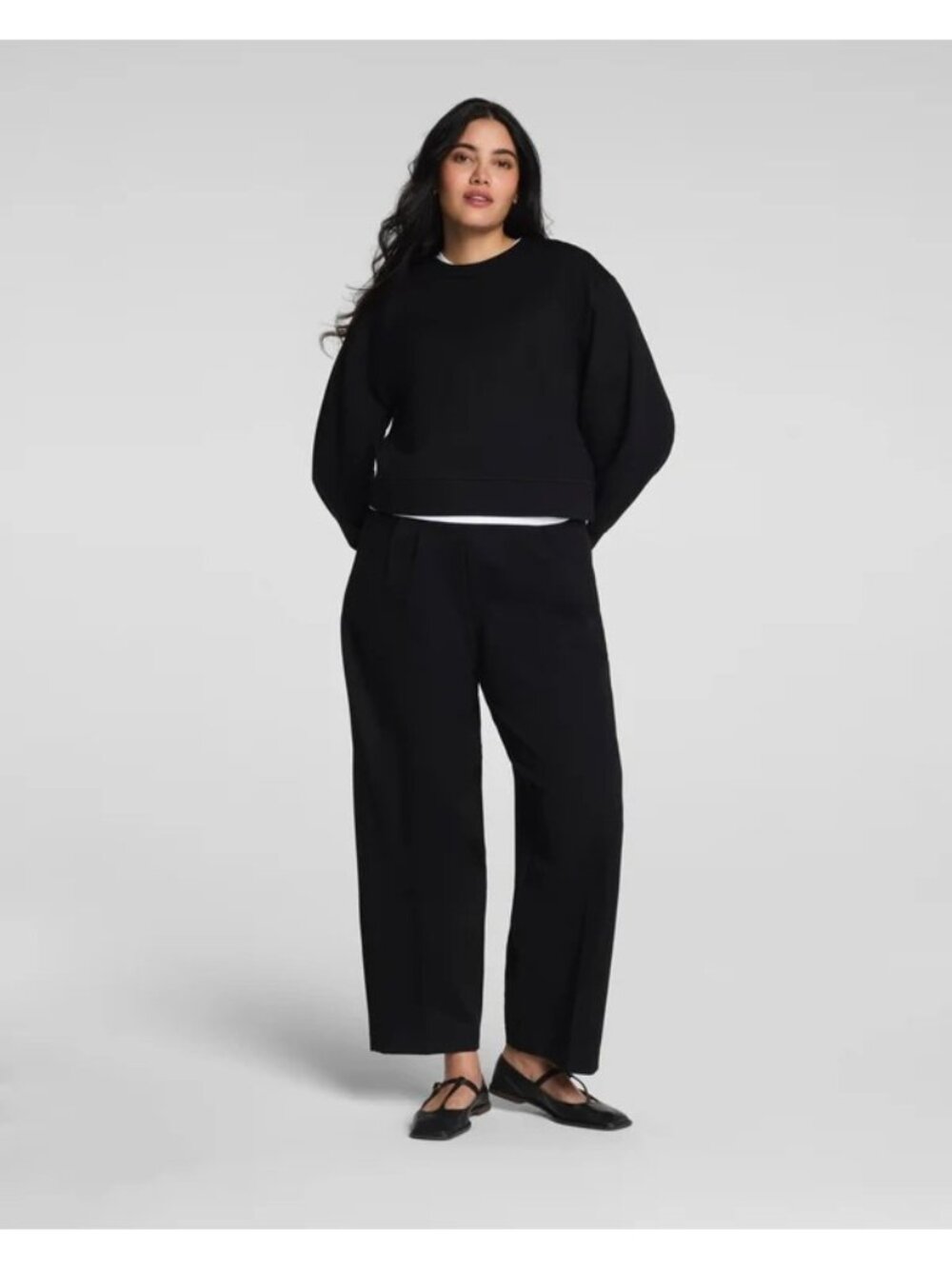 SPANX Perfect Fit Ponte Knit Straight Leg Pants Black Sz M #20254Q EUC